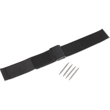 Alltarse Mesh Paslanmaz Çelik Bilezik Bilek Watch Band Kayışı Güvenlik Toka Siyah 20MM (Yurt Dışından)