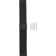 Alltarse Mesh Paslanmaz Çelik Bilezik Bilek Watch Band Kayışı Güvenlik Toka Siyah 20MM (Yurt Dışından)