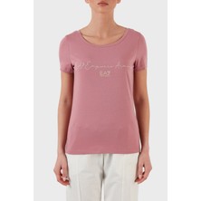 Ea7 Pamuklu Baskılı Regular Fit Bisiklet Yaka T Shirt Bayan T Shirt 3LTT16 Tjcrz 1413