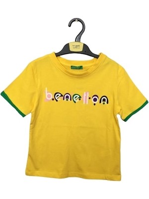 Benetton Sarı Desenli T-Shirt