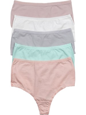 Nicoletta Somon Kadın Külot Yüksek Bel Tanga Büyük Beden 5'li Paket