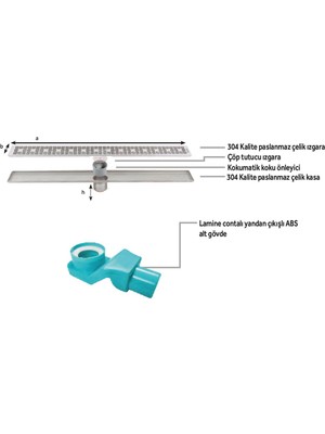 Sukar Line 6 Plain 60 cm Izgaralı Krom Duş Kanalı 1156-1036000-01