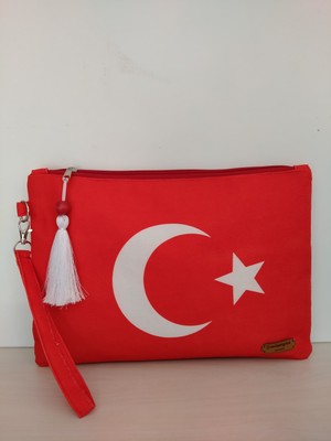 Merih Desing Store Bayrak Desenli Clutch Çanta