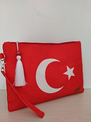 Merih Desing Store Bayrak Desenli Clutch Çanta