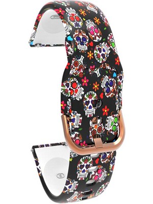 Markacase Fossil Watch Gen 6 Için Desenli Silikon Kordon Renkli Kurukafa