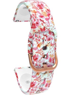 Markacase Fossil Watch Gen 6 Için Desenli Silikon Kordon Pembe Çiçek