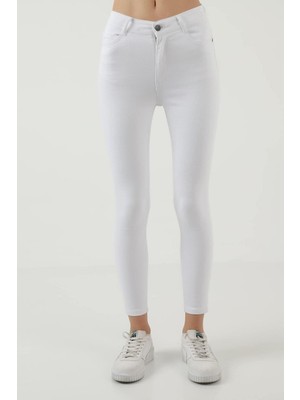 Comstarmoda Kadın Skinny Yüksek Bel Bilek Boy Dar Paça Likralı Pantolon