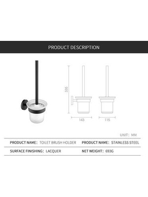 Sanlindou Siyah Mat Paslanmaz Çelik Banyo Donanım Havlu Ray Raf Rulo Kağıt Tutucu Tuvalet Fırçası Tutucu Banyo Aksesuarları (Yurt Dışından)