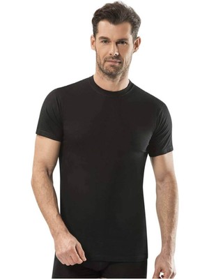 Anıt Erkek Atlet 2XL Bisiklet Yaka Modal Kumaş Siyah Nefes Alabilir Rahat Kesim