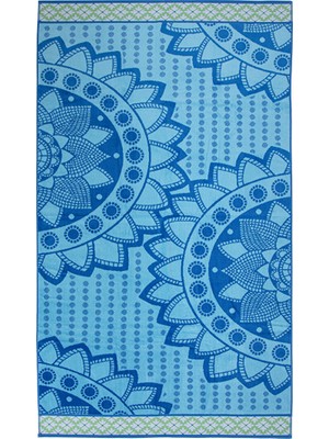 Özdilek Saint Tropez Mandala Blue Kadife Plaj Havlusu 101 x 178 cm