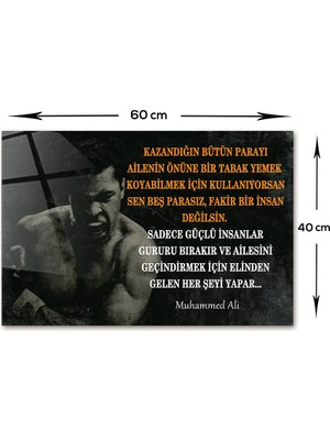 Decorita Kişisel Gelişim | Cam Tablo | Muhammed Ali | 40cm x 60cm