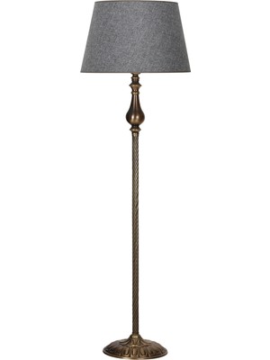 Vinner Madelyn Eskitme Burgulu Metal Lambader  Hasır Gri