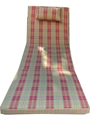 Yastık Minder Koton Pembe Sarı Dayanıklı Kumaş 3 Kademeli Katlanır Şezlong Mınderi