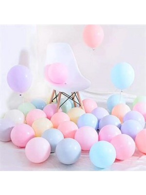 Bal10 Dünyası Makaron Balon 50 Adet Karışık Renk Soft Pastel Balon + 5 Mt.balon Zinciri