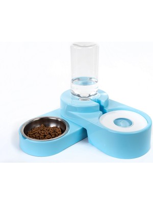 Miapet Köşeli Ayarlanabilir Hazneli Çelik Taslı Kedi-Köpek Mama ve Su Kabı Seti 1000ML Pembe