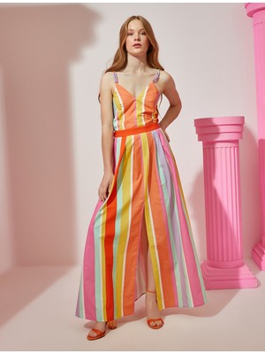 Koton Rachel Araz x Koton - Askılı Yırtmaçlı Sırtı Fiyonk Detaylı Elbise