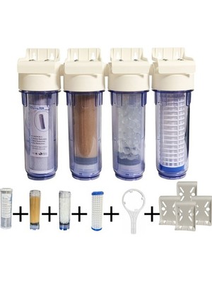 Evora Daire Bina Sayaç Girişi 4 Aşama Arıtma Seti 10" Kireç Önleyici Yeni Model