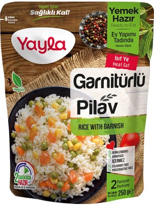 Yayla Yemek Hazır Garnitürlü Pirinç Pilavı 250 gr