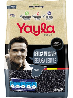Yayla Gurme Beluga Mercimek 500 gr İspanya Menşeli Yüksek Protein ve Lif Kaynağı