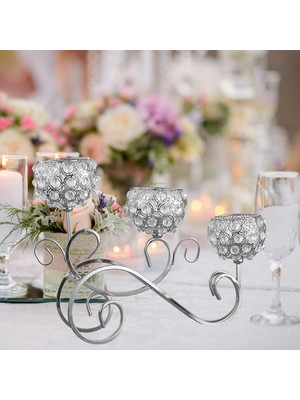 Kesoto Mumluk 3 Arms Candelabra Düğün Centerpiece Tealight Tutucu Süs Gümüş (Yurt Dışından)