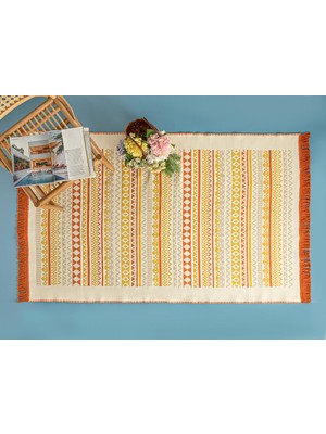 English Home Multi Colors Dokuma Kilim 120 x 180 cm Turuncu