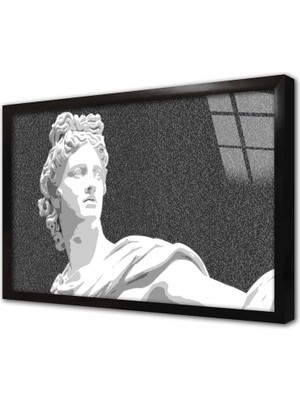 Tablosan Modern Siyah Beyaz Heykel Çerçeveli Cam Tablo