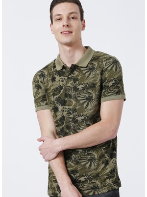 Lee Cooper Joseph Erkek %100 Pamuk Polo Yaka Pike T-Shirt Haki