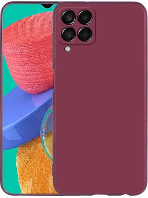Case 4U Samsung Galaxy M33 Uyumlu Kılıf Klasik Mat Renkli Yumuşak Premier Silikon Mürdüm