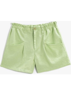 Koton Keten Karışımlı Cepli Şort Beli Lastikli