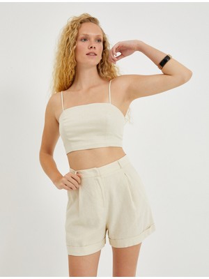 Koton Crop Atlet İnce Askılı Keten Karışımlı
