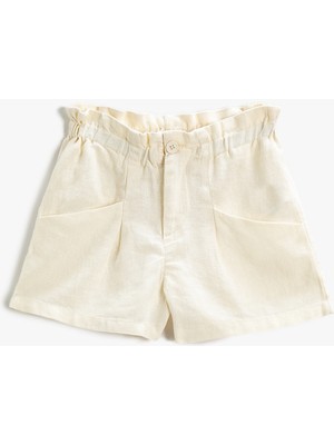 Koton Keten Karışımlı Cepli Şort Beli Lastikli