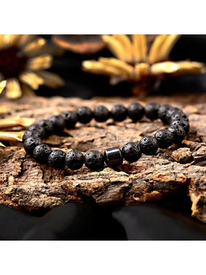 Padore Accessory Unisex - Lav Doğal Taşlı < Hematit > Elegant Bileklik