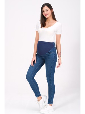 Busa Hamile Esnek Karın Bantlı Skinny Kot Pantolon Lacivert