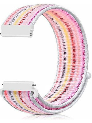 Markacase Fossil Watch Gen 6 Için Dokuma Kordon Pembe Gökkuşağı