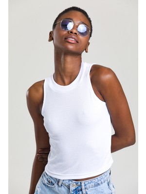 Catspy Kadın Halter Yaka Fitilli Crop Bluz