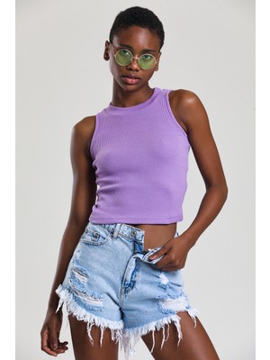 Catspy Kadın Halter Yaka Fitilli Crop Bluz