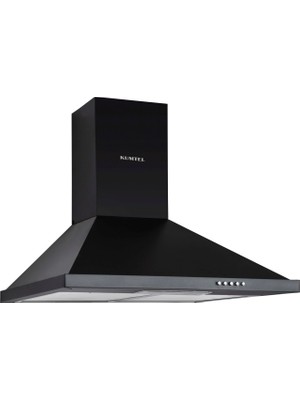 Kumtel Siyah Dp6-S Duvar Tipi Piramit Davlumbaz Alüminyum Filtre, 450 m³/s Yüksek Emiş Gücü ile Sessiz Çalışma