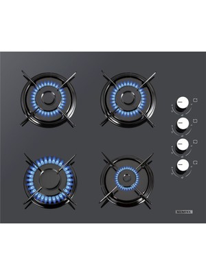 Kumtel Antrasit Cam Ankastre Ocak 4 Gözlü Gazlı Doğalgazlı Modern Tasarım ve Kolay Temizlik