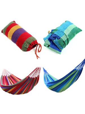 BSSM Kanvas Çantalı Hamak Çubuklu Mavi Çizgiler 190 x 80 cm