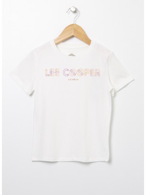 Lee Cooper Baskılı Açık Beyaz Kız Çocuk T-Shirt 222 Lcg 242005 Neon Off White
