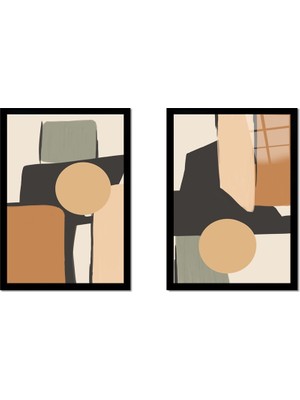 Tablosan Modern Nesneler 2'li Set Çerçeveli Cam Tablo