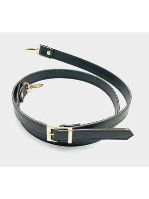 Angel Çanta Aksesuar 120X2 cm Suni Deri Light Gold Tokalı Siyah Renk Çanta Sapı