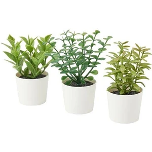 IKEA Saksılı Yapay Bitki 3 Lü , Yeşil  5 cm Meridyendukkan Mini Çiçekler Yeşil Renk Dekorasyon