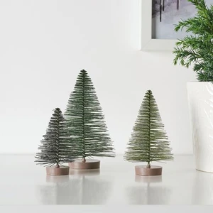 3 Parça Yeşil Küçük Çam Ağacı Meridyendukkan Dekoratif Aksesuar Yeşil 10-13-15 cm