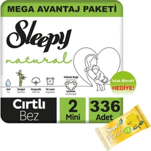 Natural Bebek Bezi Mega Avantaj Paketi 2 Numara 320'LI 3 - 6 kg + Islak Mendil