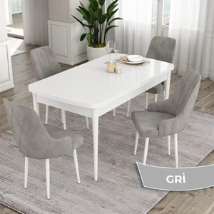 Concept Ram Serisi, 80 x 132 cm Açılabilir Masa Takımı, Beyaz Masa 4 Sandalye