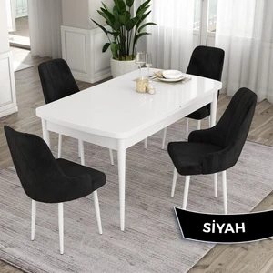 Concept Ram Serisi, 80 x 132 cm Açılabilir Masa Takımı, Beyaz Masa 4 Sandalye