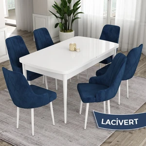 Concept Ram Serisi, 80 x 132 cm Açılabilir Masa Takımı, Beyaz Masa 6 Sandalye