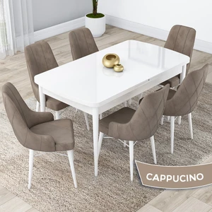 Concept Lia Serisi, 80 x 132 cm Açılabilir Mutfak Masa Takımı, Beyaz Masa 6 Sandalye
