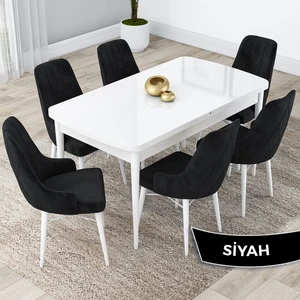 Concept Lia Serisi, 80 x 132 cm Açılabilir Mutfak Masa Takımı, Beyaz Masa 6 Sandalye